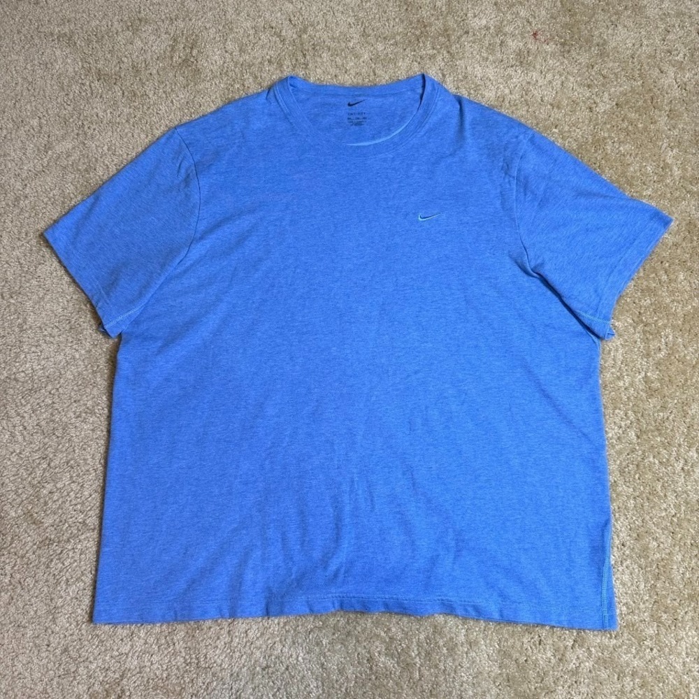 Nike‎ Dri-Fit Men's XXL Blue Heather Short Sleeve Crew Neck Athletic Tee Shirt